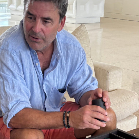 Zebra Jasper Men's Bracelet With Wood Accent