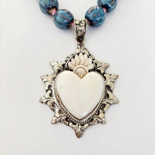 Talisman Necklace - Radiant Flaming Heart