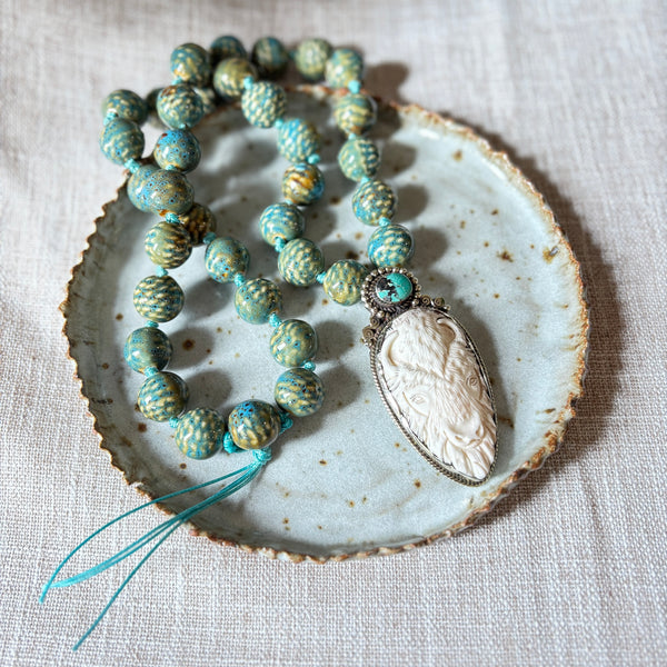 Talisman Necklace - Buffalo necklace alternate angle view 1, detailed close-up