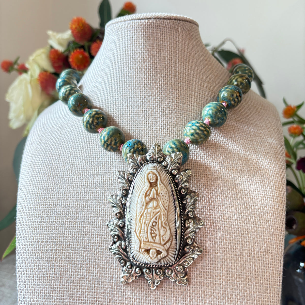Talisman Necklace - Our Lady (Nuestra Senora) necklace alternate angle view 2, detailed close-up
