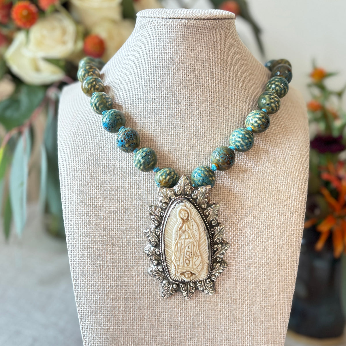 Talisman Necklace - Our Lady (Nuestra Senora) necklace alternate angle view 2, detailed close-up