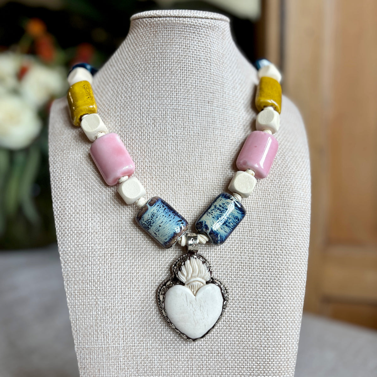 Talisman Necklace - Sacred Heart necklace alternate angle view 1, detailed close-up