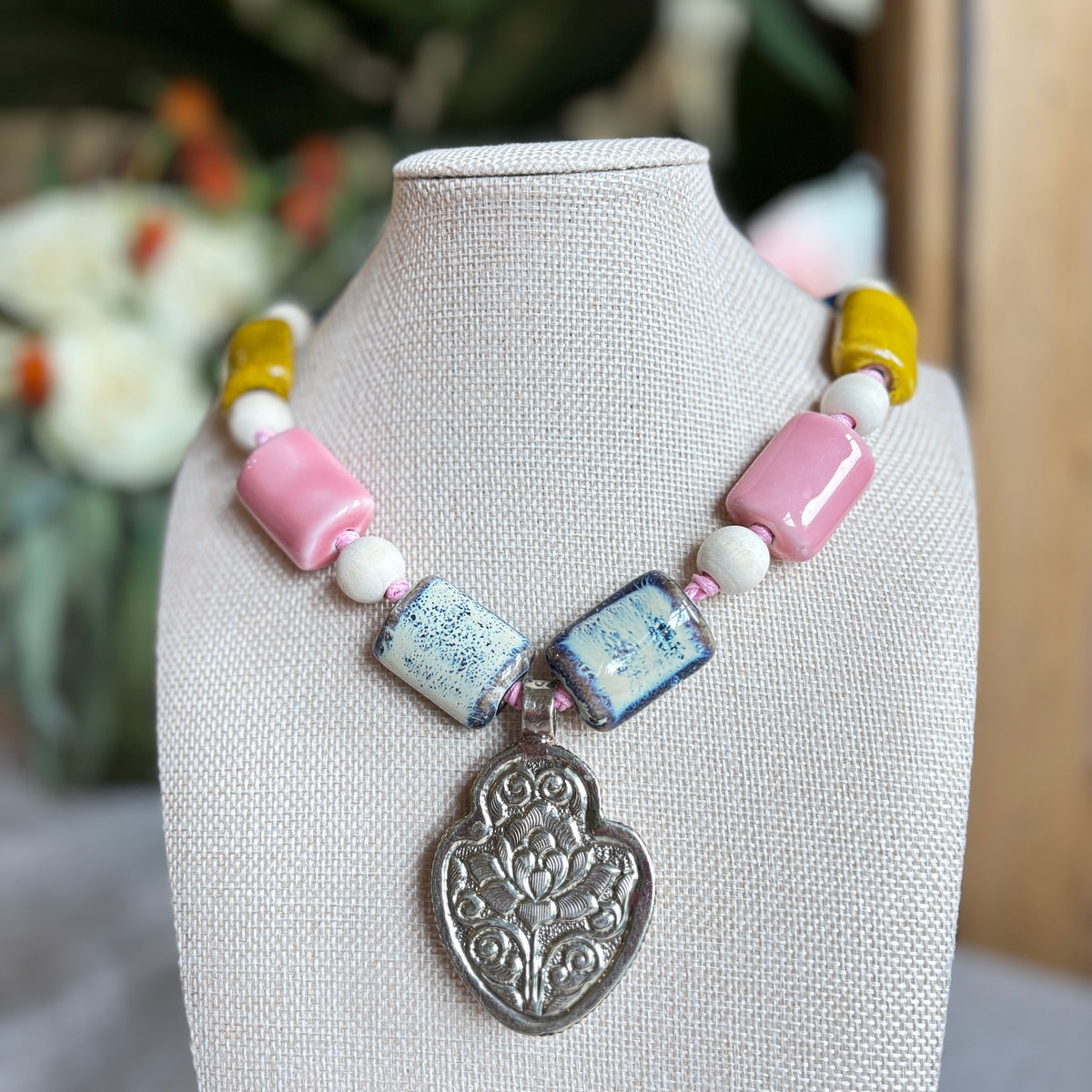 Talisman Necklace - Sacred Heart necklace alternate angle view 3, detailed close-up