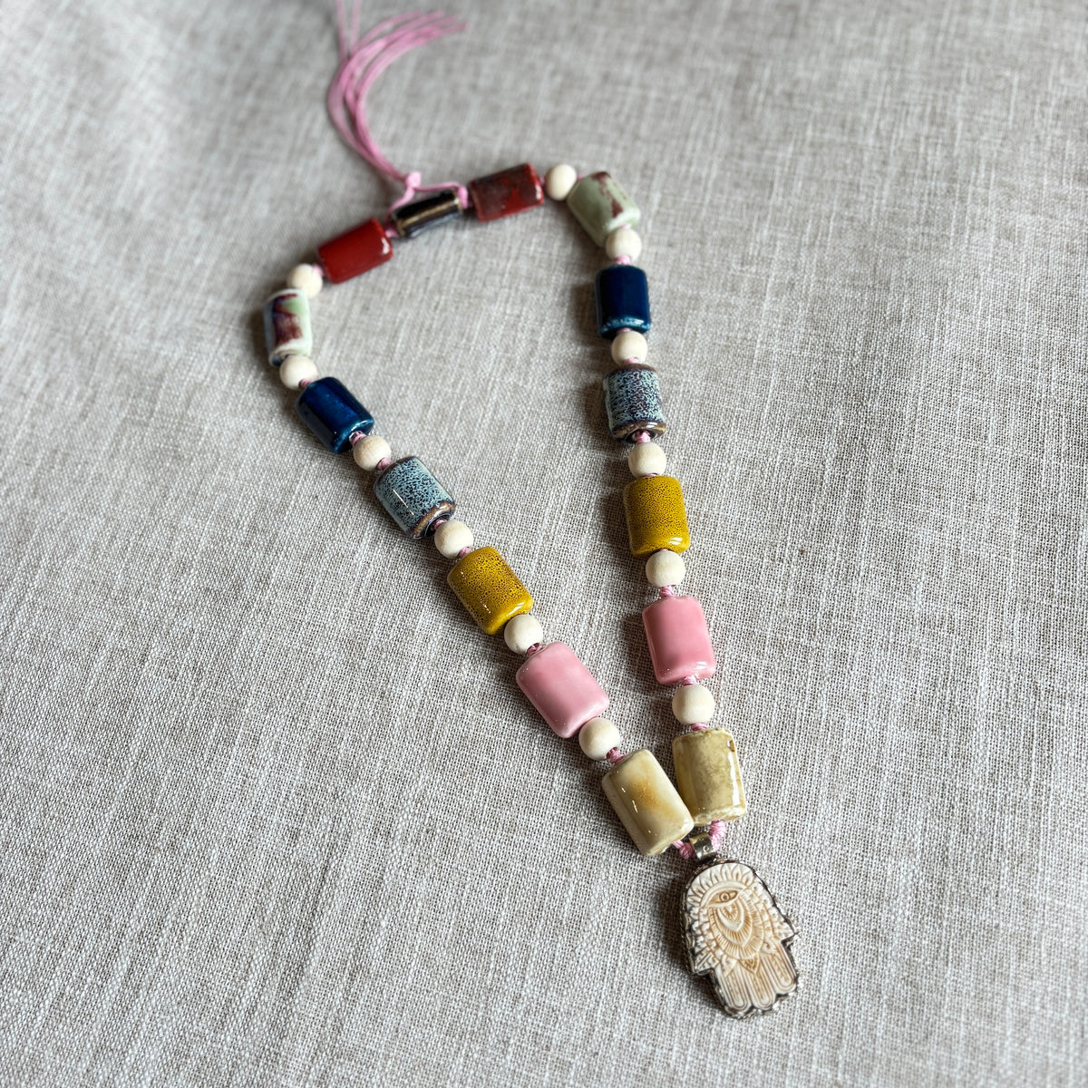 Talisman Necklace - Hamsa necklace alternate angle view 2, detailed close-up