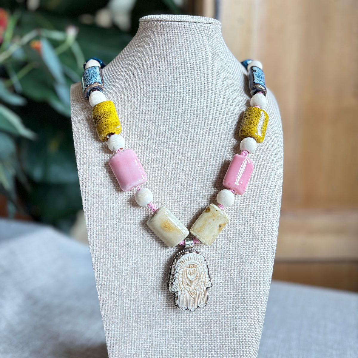 Talisman Necklace - Hamsa necklace alternate angle view 1, detailed close-up
