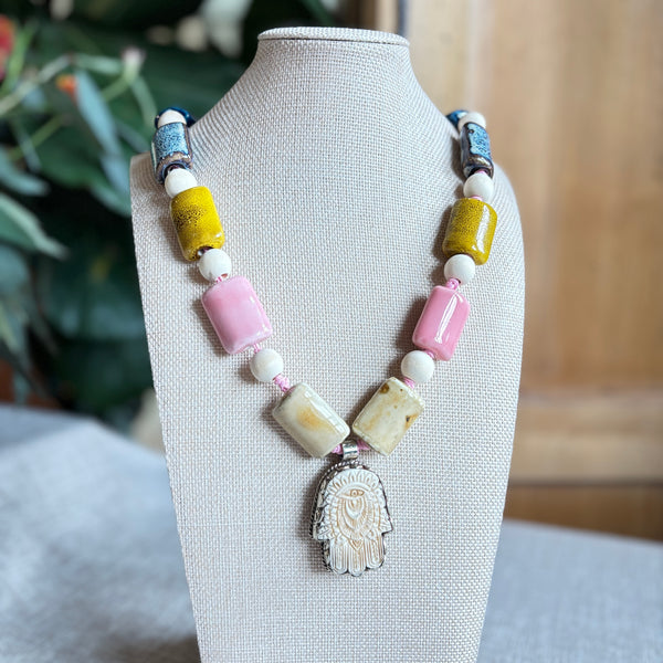 Talisman Necklace - Hamsa necklace alternate angle view 1, detailed close-up