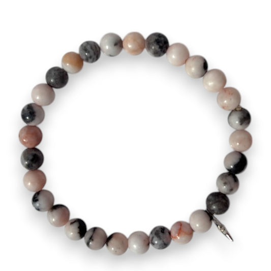 Pink Zebra Jasper Elemental Bracelet With Charm