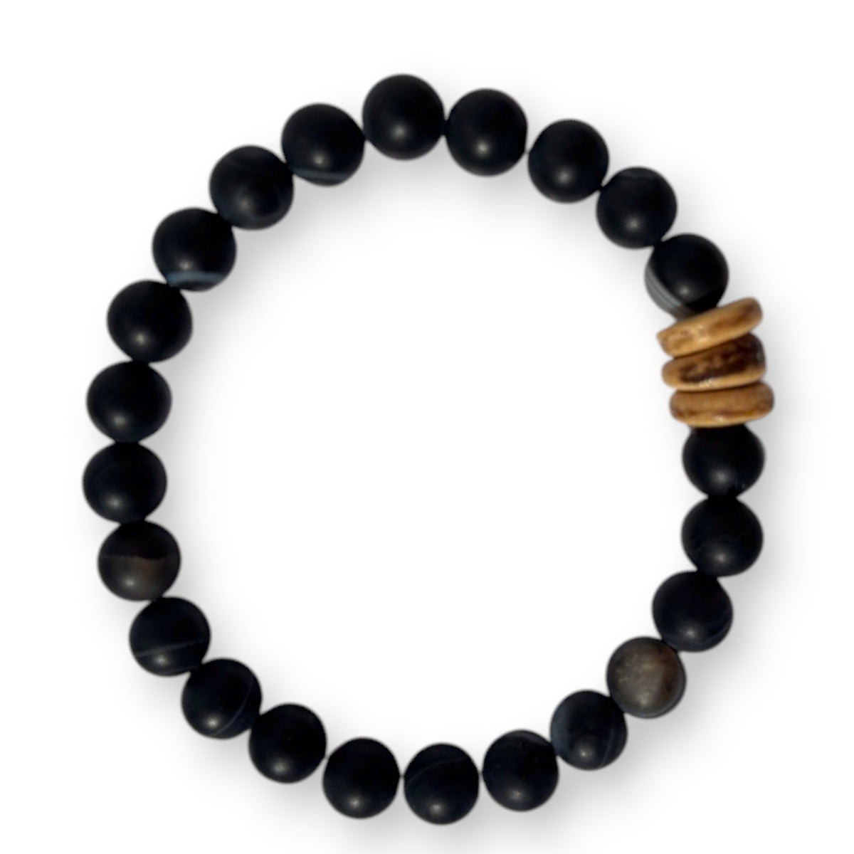 Zebra Jasper Men's Bracelet With Wood Accent bracelet product photo, high quality jewelry image