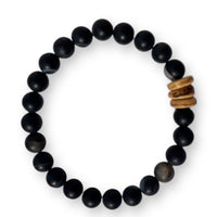 Zebra Jasper Men's Bracelet With Wood Accent bracelet product photo, high quality jewelry image