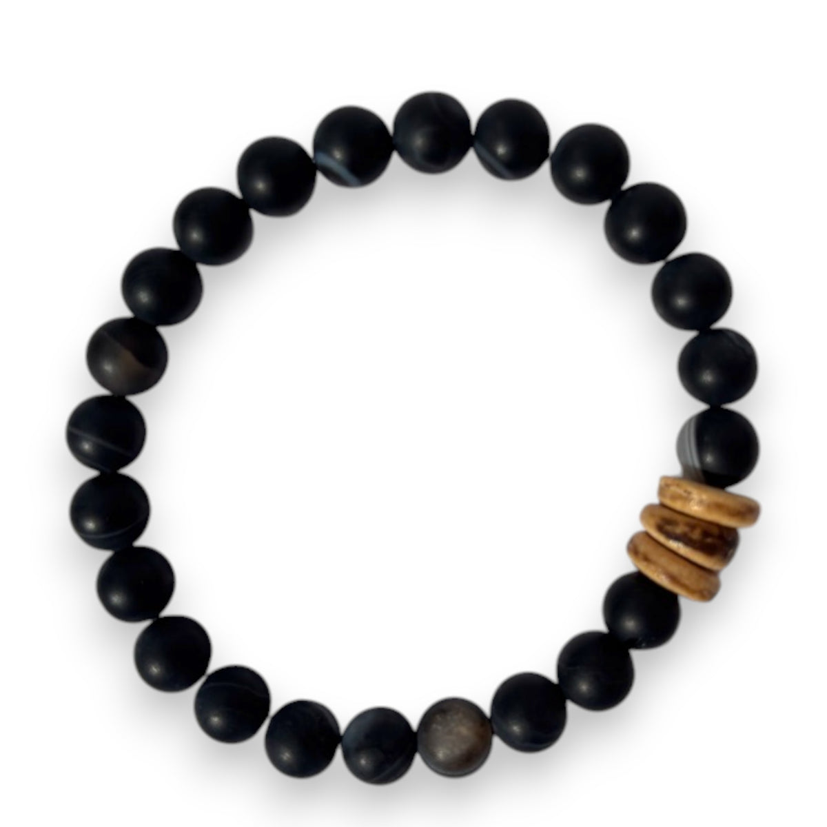 Zebra Jasper Men's Bracelet With Wood Accent bracelet alternate angle view 3, detailed close-up