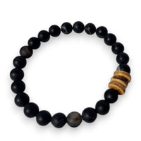 Zebra Jasper Men's Bracelet With Wood Accent bracelet alternate angle view 2, detailed close-up