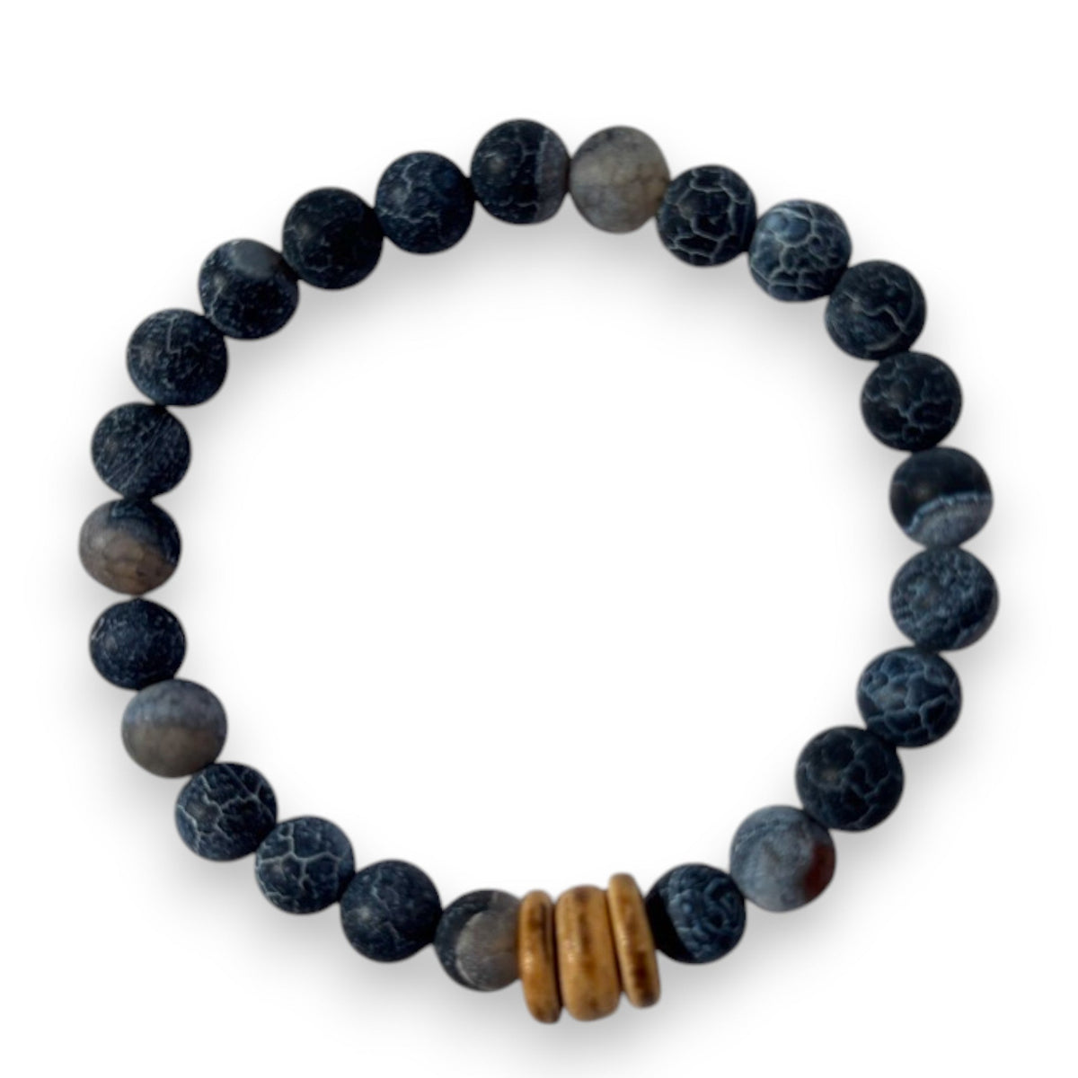 Dyed Agate Men's Bracelet With Wood Accent bracelet product photo, high quality jewelry image