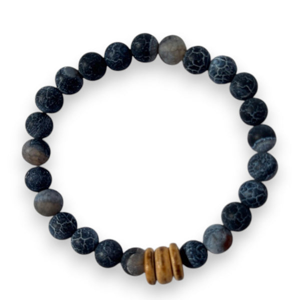 Dyed Agate Men's Bracelet With Wood Accent bracelet product photo, high quality jewelry image