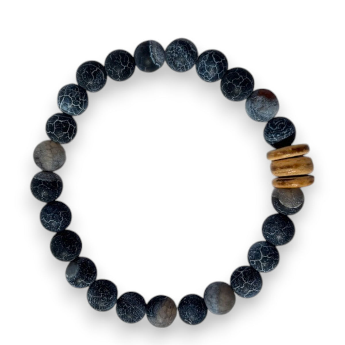 Dyed Agate Men's Bracelet With Wood Accent bracelet alternate angle view 2, detailed close-up