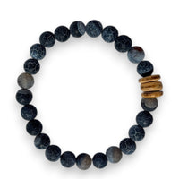 Dyed Agate Men's Bracelet With Wood Accent bracelet alternate angle view 2, detailed close-up