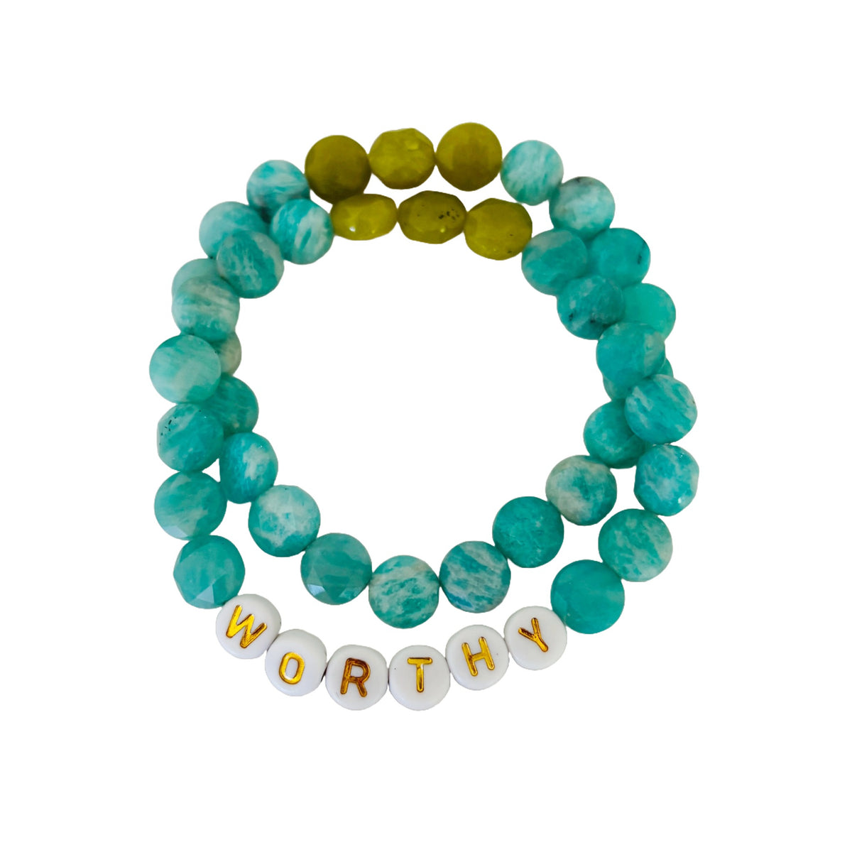 Empowerment Bracelet Duo - WORTHY bracelet alternate angle view 2, detailed close-up