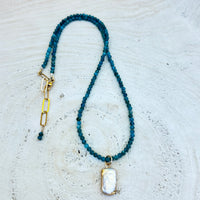 Apatite & Natural Pearl Necklace