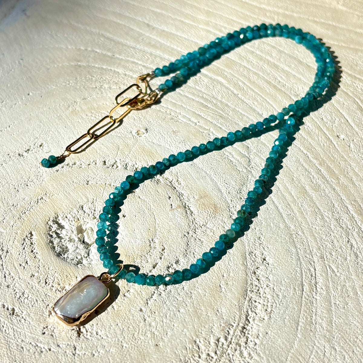 Apatite & Natural Pearl Necklace