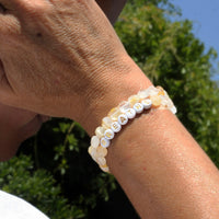 Empowerment Bracelet Duo - Peach Moonstone bracelet alternate angle view 1, detailed close-up