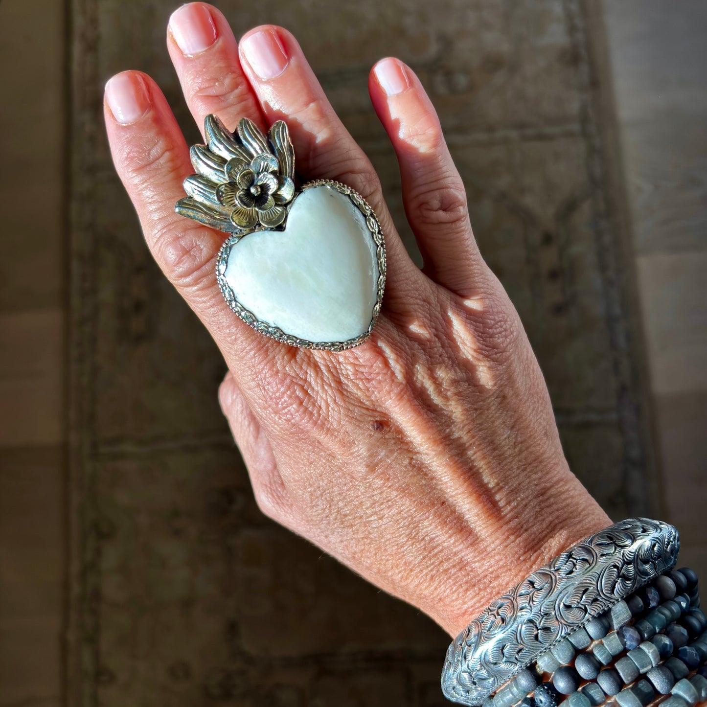 Flaming Heart Adjustable Ring