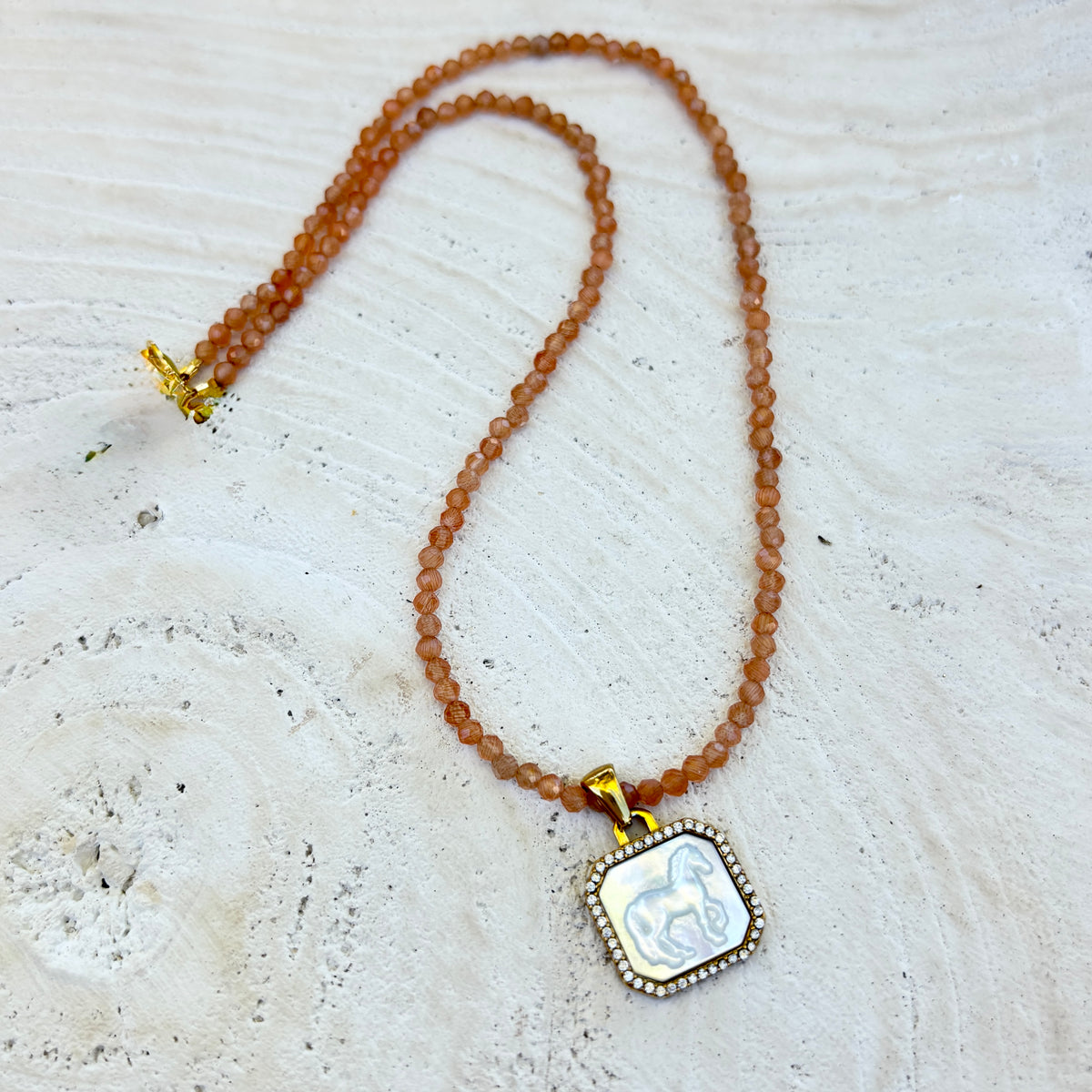 Free Spirit Peach Moonstone & Mother-of-Pearl Necklace