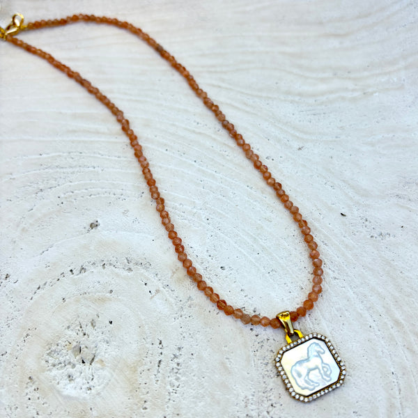 Free Spirit Peach Moonstone & Mother-of-Pearl Necklace