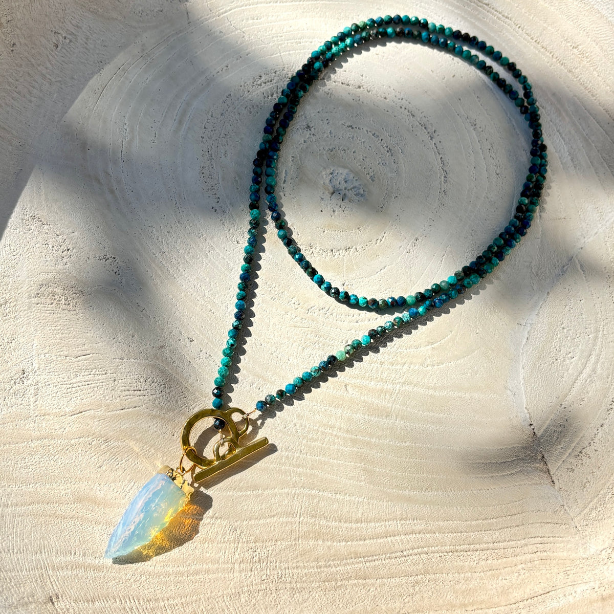 Moonwater Chrysocolla & Opalite Wrap Necklace