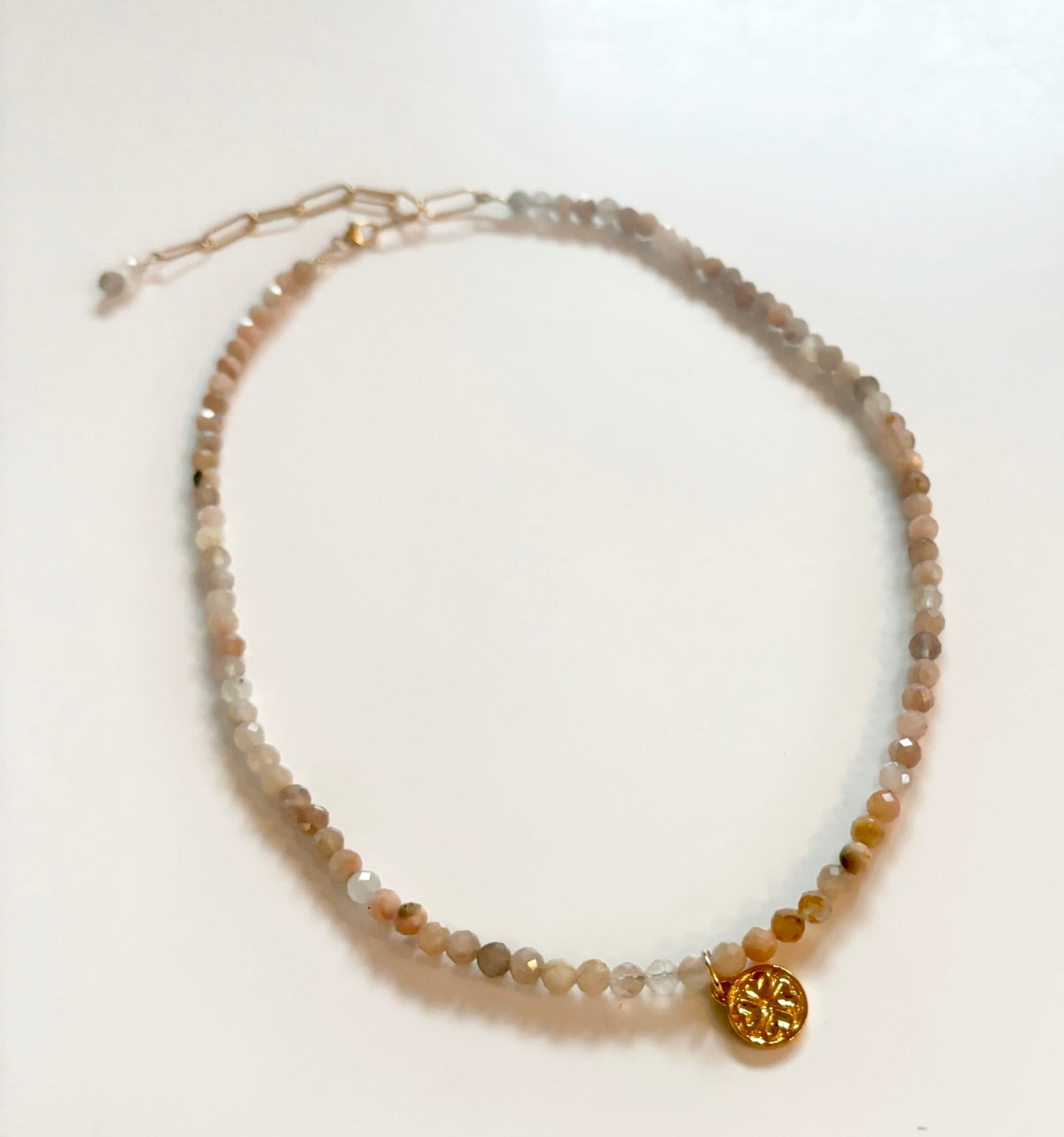 Peach Moonstone Clover Necklace