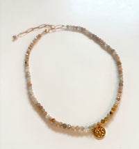 Peach Moonstone Clover Necklace