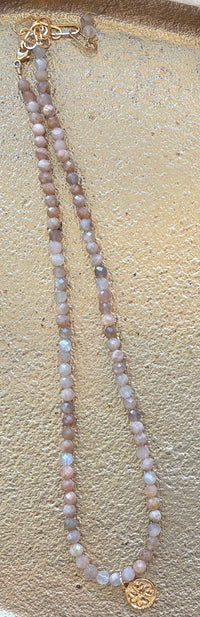 Peach Moonstone Clover Necklace