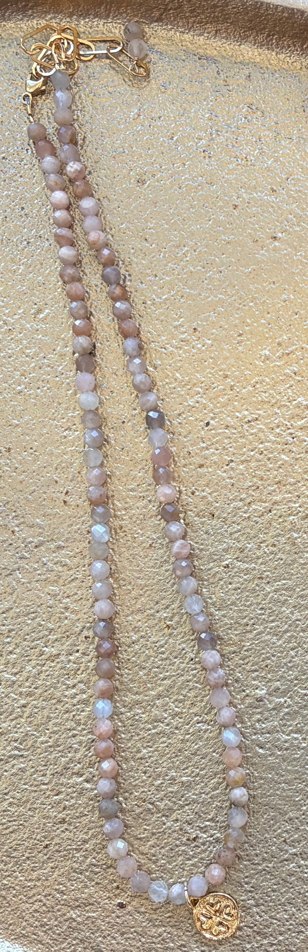 Peach Moonstone Clover Necklace