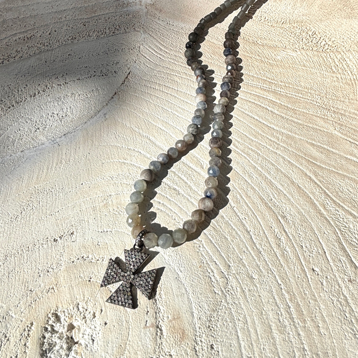 Sapphire, Diamond & African Glass Necklace