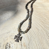 Sapphire, Diamond & African Glass Necklace