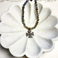 Sapphire, Diamond & African Glass Necklace