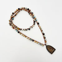 Seated Buddha Amazonite Talisman Necklace