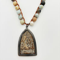 Seated Buddha Amazonite Talisman Necklace
