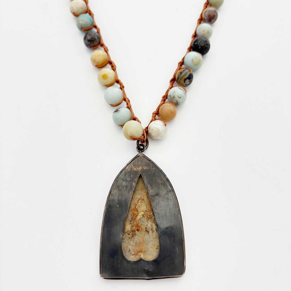 Seated Buddha Amazonite Talisman Necklace