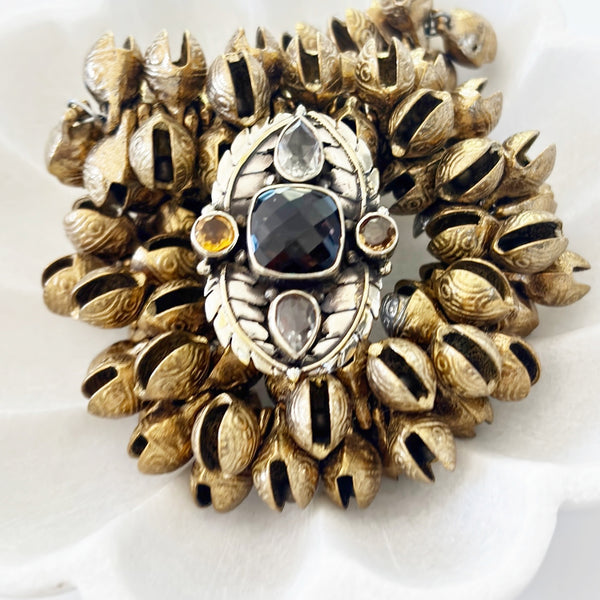 Smoky Topaz, Citrine & White Topaz Adjustable Ring ring alternate angle view 1, detailed close-up