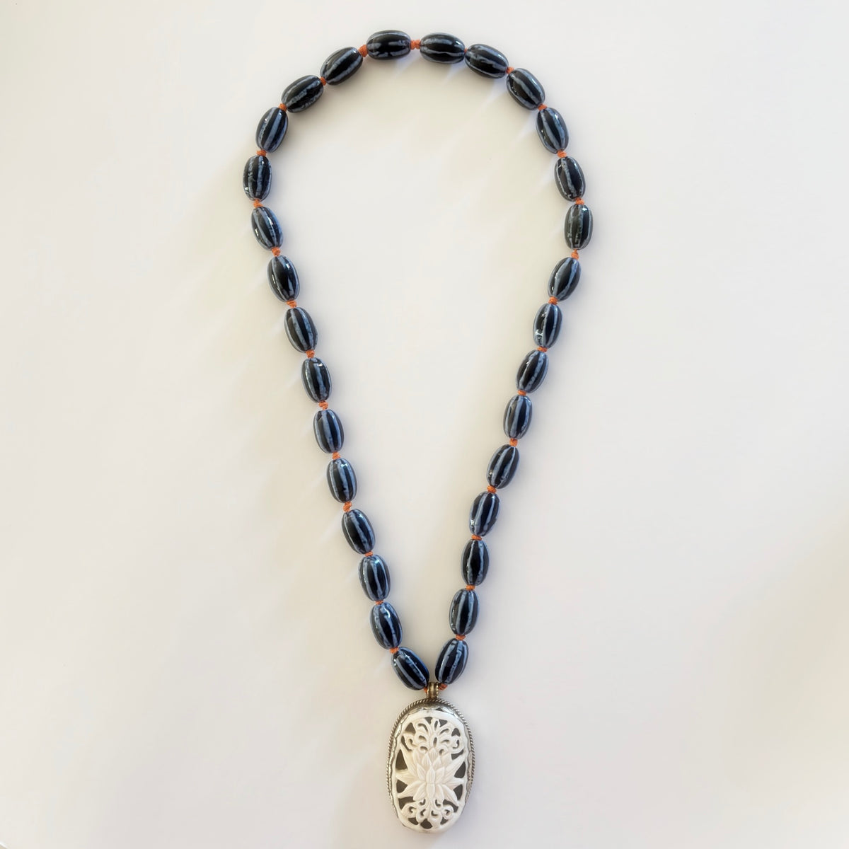 Talisman Necklace - Blue Lotus necklace alternate angle view 4, detailed close-up