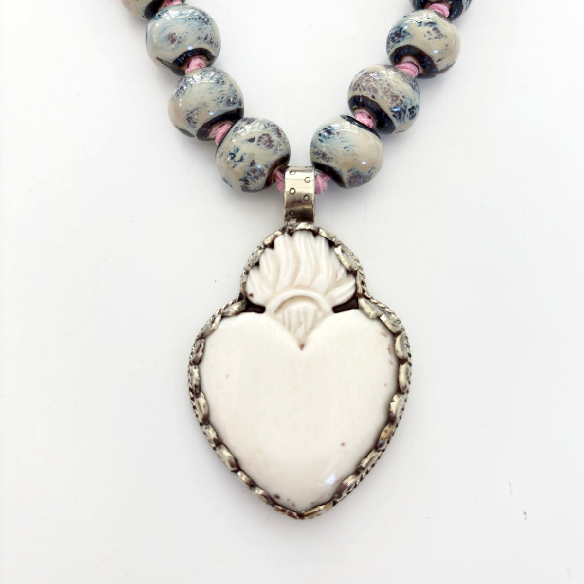 Talisman Necklace - Celestial Sacred Heart necklace alternate angle view 1, detailed close-up