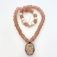 Talisman Necklace - Glass Hamsa necklace product photo, high quality jewelry image