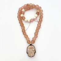 Talisman Necklace - Glass Hamsa necklace alternate angle view 5, detailed close-up