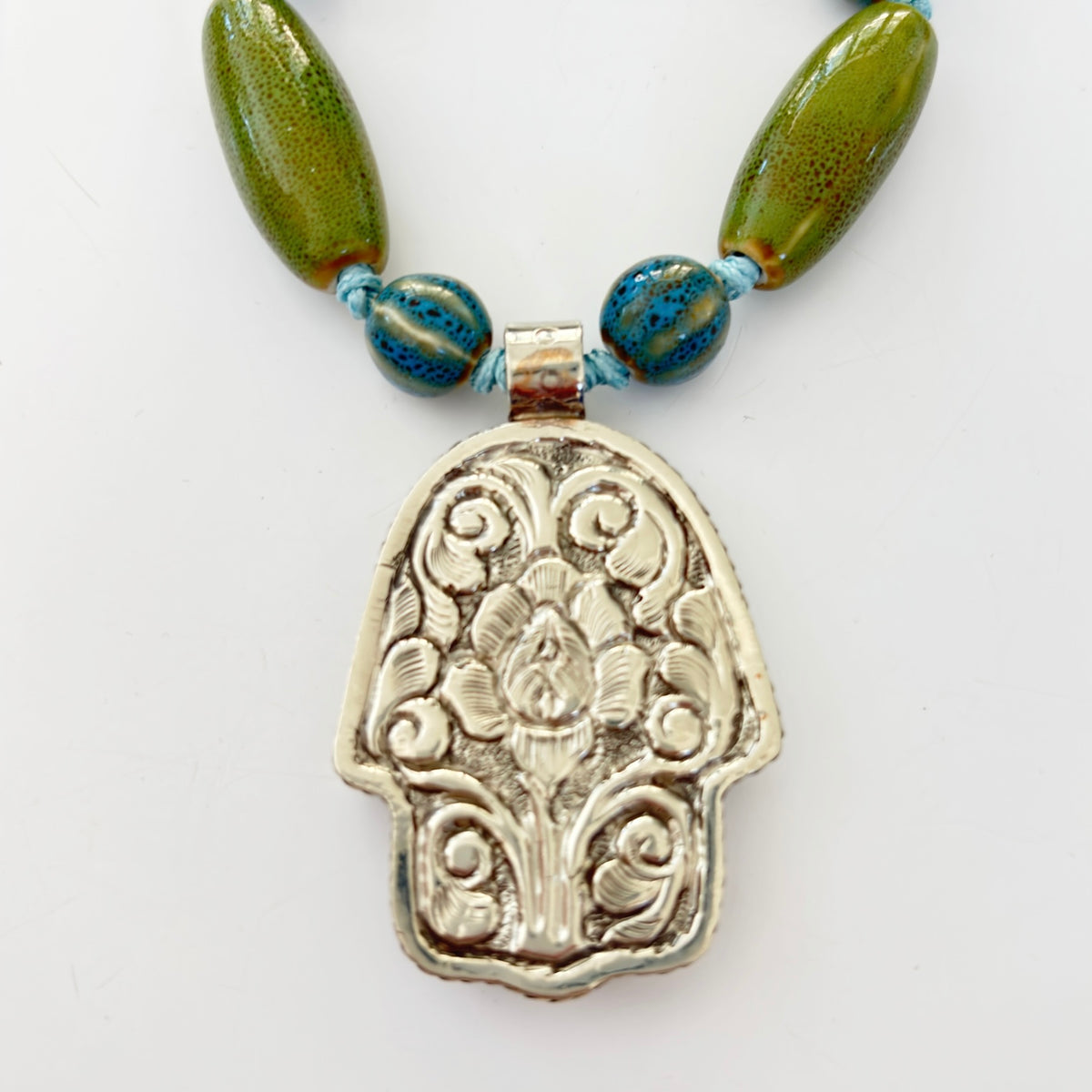 Talisman Necklace - Hamsa necklace alternate angle view 4, detailed close-up