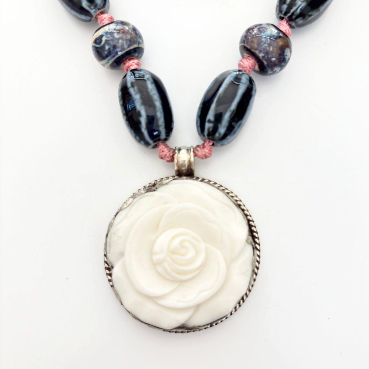 Talisman Necklace - Blooming Rose necklace alternate angle view 1, detailed close-up