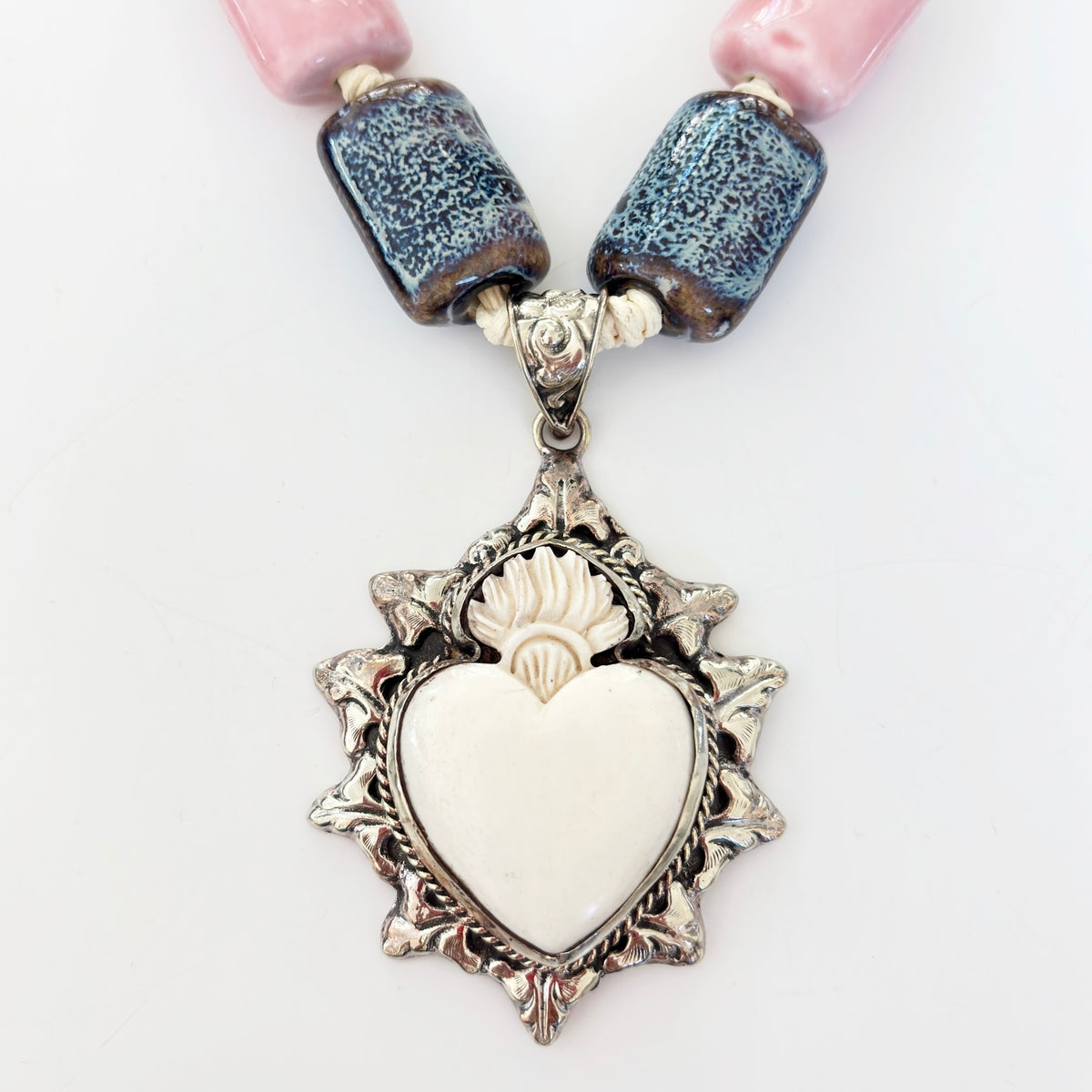 Talisman Necklace - Radiant Sacred Heart necklace alternate angle view 2, detailed close-up