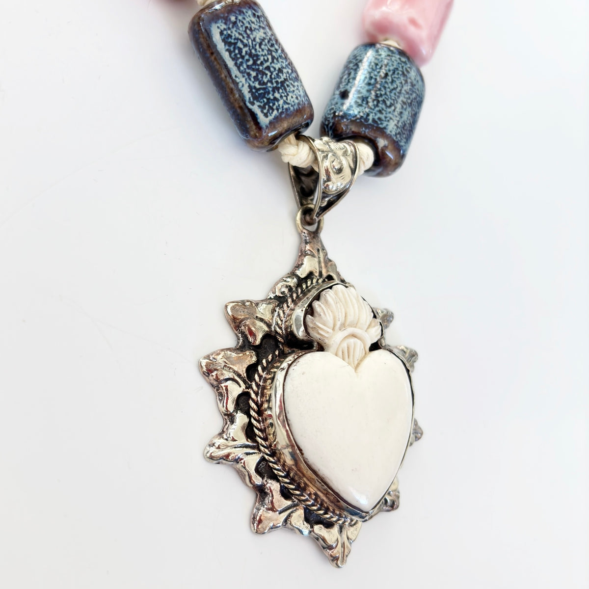 Talisman Necklace - Radiant Sacred Heart necklace alternate angle view 3, detailed close-up