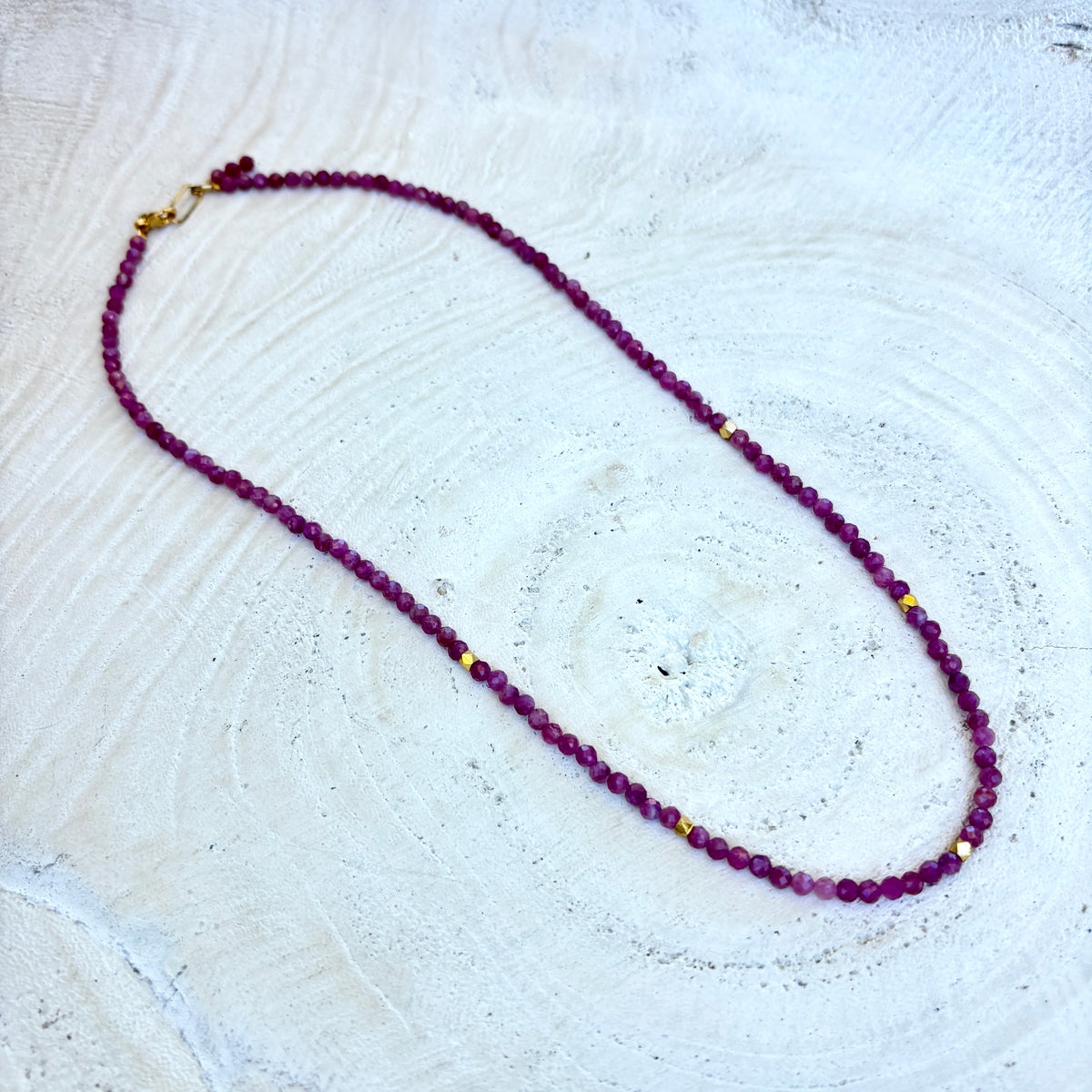 Pink Tourmaline & Vermeil Bead Necklace