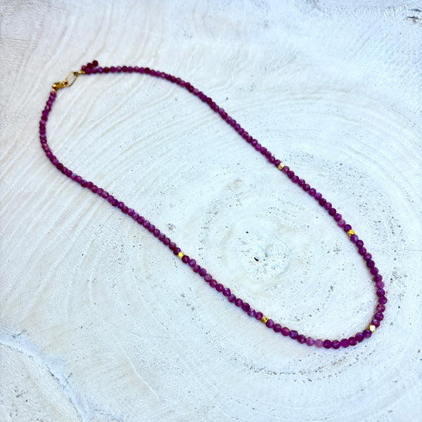 Pink Tourmaline & Vermeil Bead Necklace