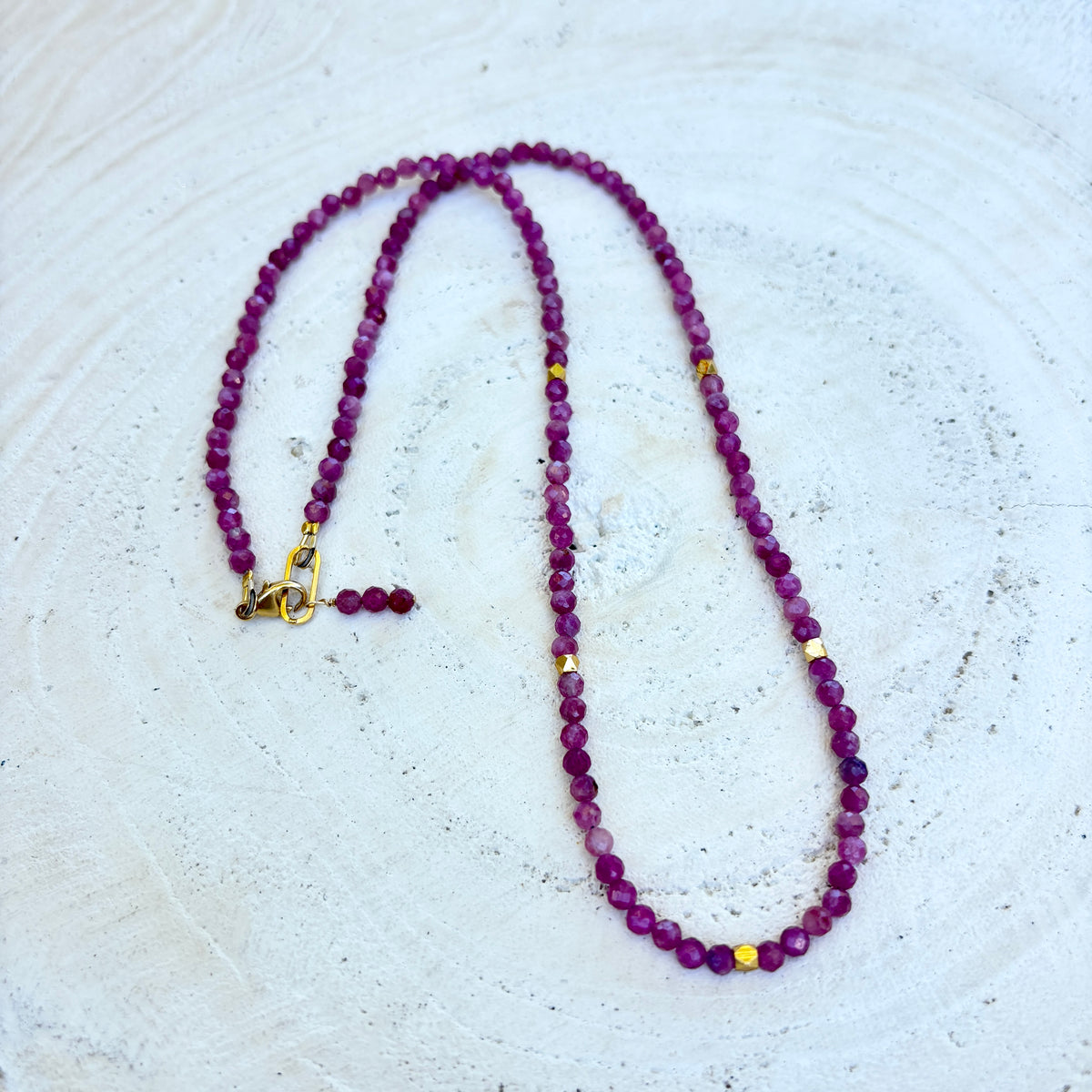 Pink Tourmaline & Vermeil Bead Necklace