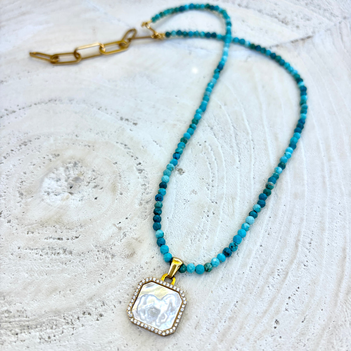 Free Spirit Turquoise & Mother of Pearl Necklace